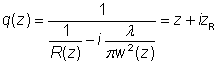 q parameter of Gaussian beam