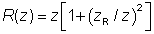 R(z) for Gaussian beam