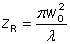 Rayleigh length of Gaussian beam