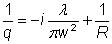 q parameter of a Gaussian beam