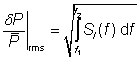 r.m.s. value of relatively intensity noise