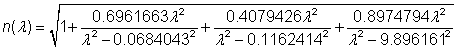 Sellmeier formula for the refractive index of fused silica