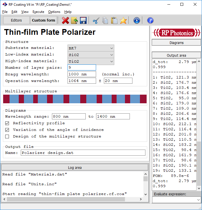 form for designing thin-film plate polarizers