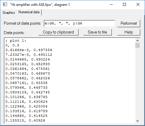 exporting numerical data from a diagram