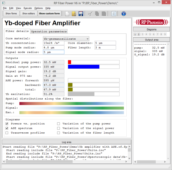 custom form for fiber laser calculations