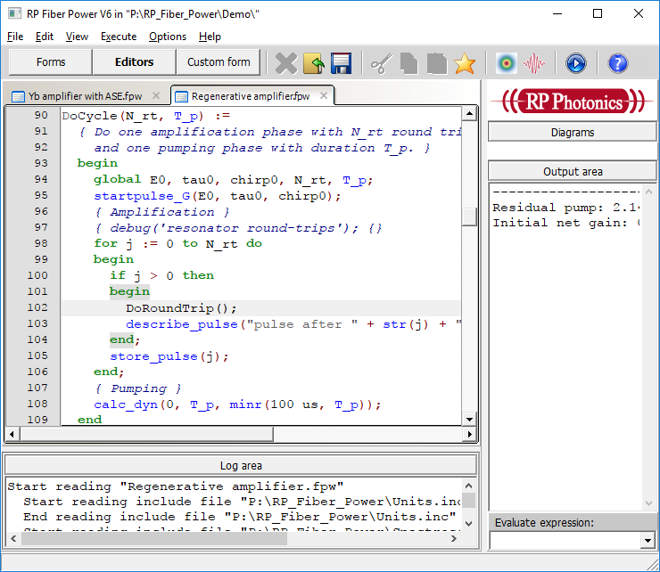 script editing in RP Fiber Power