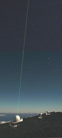 laser beam sent out of the William Herschel Telescope