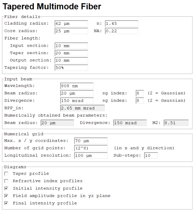 form for multimode fiber simulation