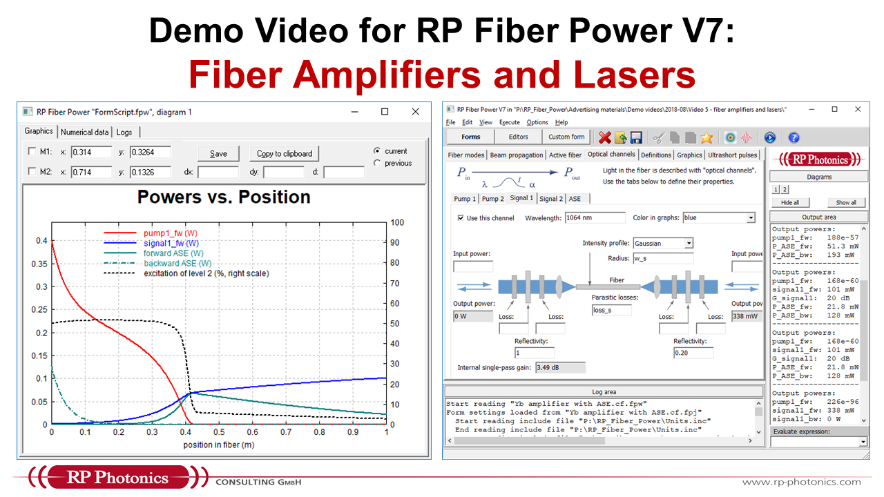 analyzing fiber amplifiers and lasers in RP Fiber Power V7